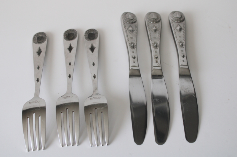 photo of Wallace Taos concha concho pattern stainless flatware, southwest vintage Ralph Lauren style #9