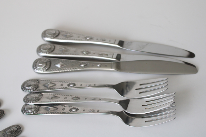 photo of Wallace Taos concha concho pattern stainless flatware, southwest vintage Ralph Lauren style #10