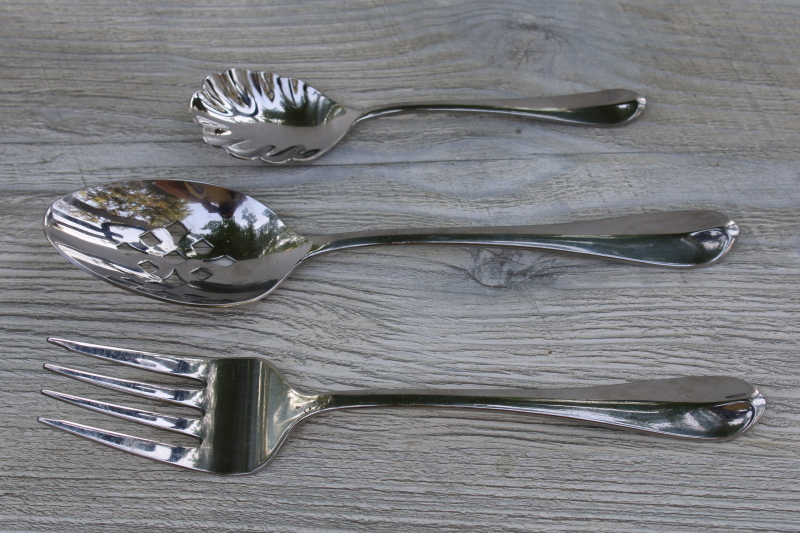 photo of Wallace stainless flatware, Sadie pattern completer serving pieces, fork, pierced spoon, sugar #1