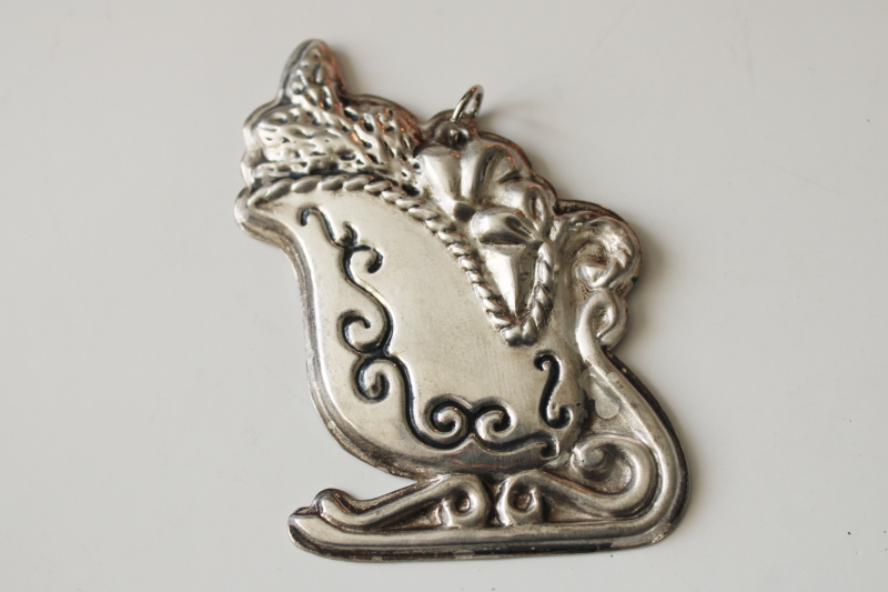 photo of Wallace sterling silver sleigh, vintage Christmas ornament  #1