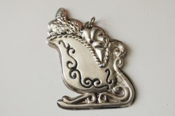 catalog photo of Wallace sterling silver sleigh, vintage Christmas ornament 