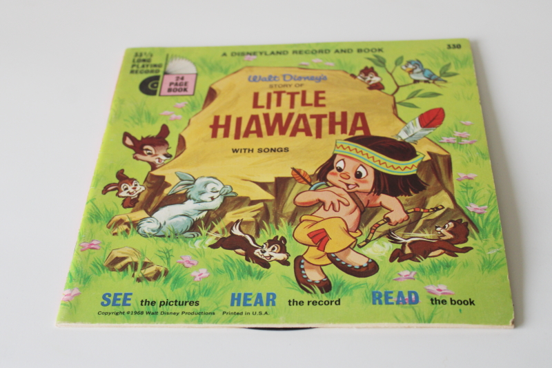 photo of Walt Disney's Story of Little Hiawatha vintage book w/ record, story & illustrations from the cartoon  #1