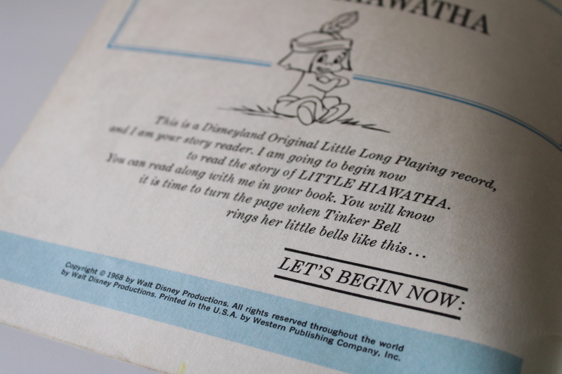 photo of Walt Disney's Story of Little Hiawatha vintage book w/ record, story & illustrations from the cartoon #2