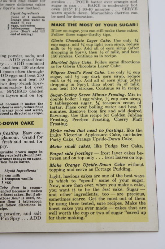 photo of Wartime ration cakes to make Aunt Jennys Spry recipe booklet, WWII vintage cookbook #4