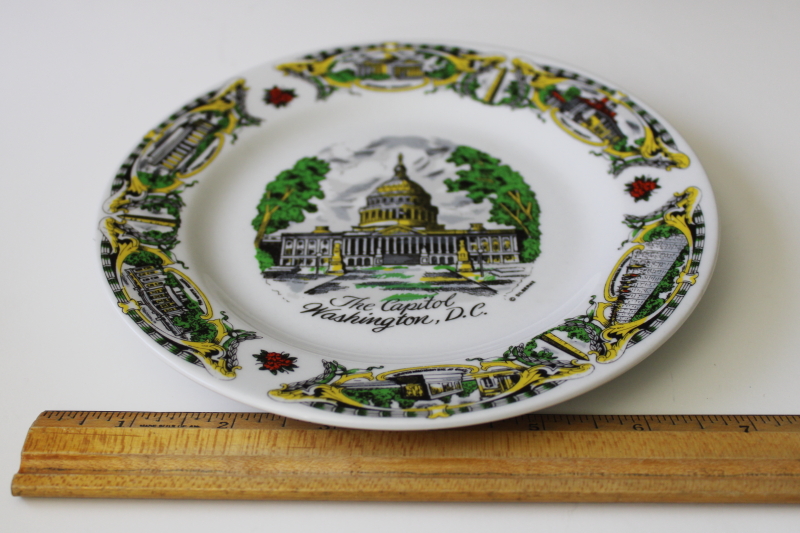 photo of Washington DC souvenir plate w/ antique style engraving artwork, made in China #1