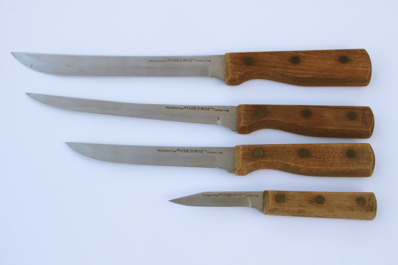 photo of Washington Forge Yorktowne knives Japan stainless kitchen knife set w/ natural wood handles  #1