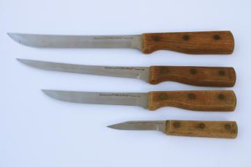 catalog photo of Washington Forge Yorktowne knives Japan stainless kitchen knife set w/ natural wood handles 