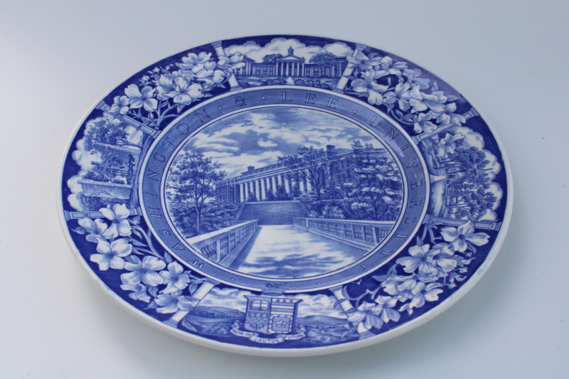 photo of Washington & Lee University Doremus Gymnasium vintage Wedgwood plate blue & white china #1