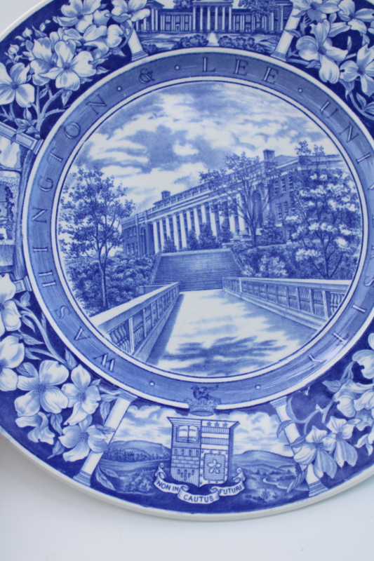 photo of Washington & Lee University Doremus Gymnasium vintage Wedgwood plate blue & white china #2