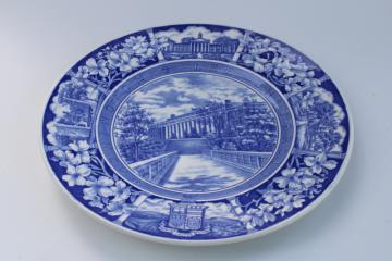 catalog photo of Washington & Lee University Doremus Gymnasium vintage Wedgwood plate blue & white china