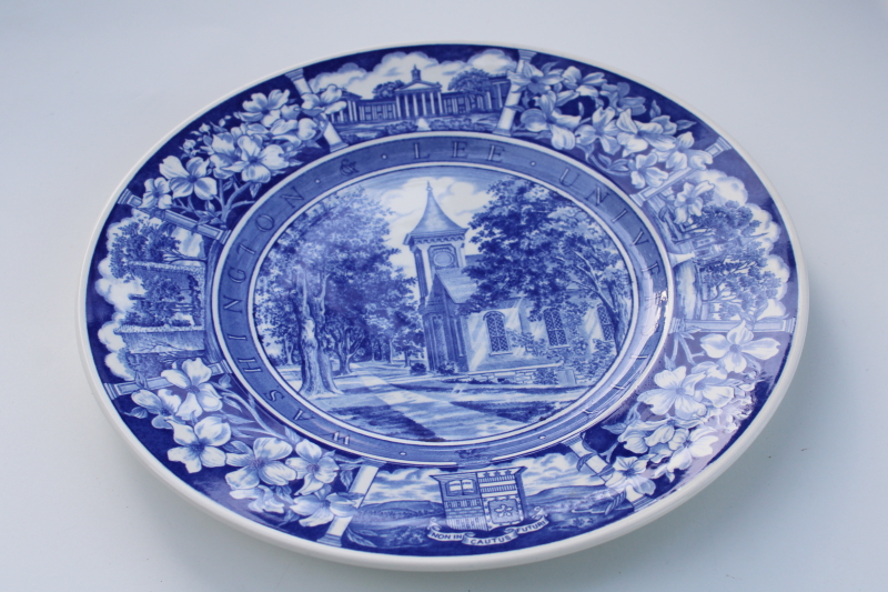 photo of Washington & Lee University Lee Chapel vintage Wedgwood plate blue & white china #1