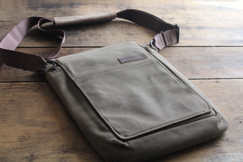 photo of Waterfield Muzetto Outback canvas bag, crossbody laptop tote waxed cotton w/ nylon strap #1