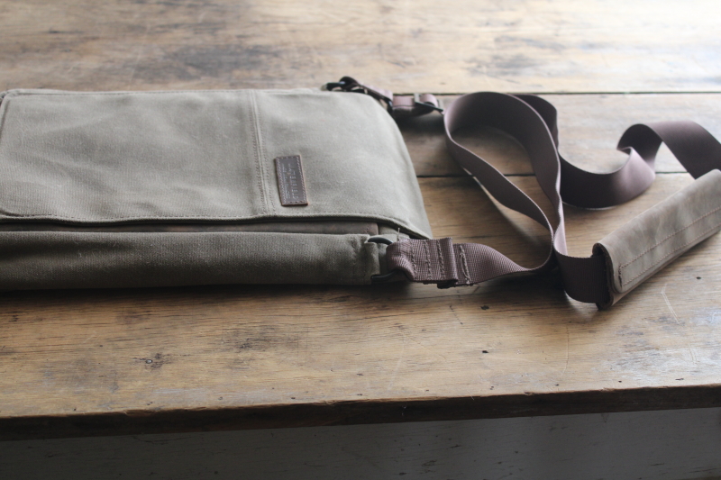 photo of Waterfield Muzetto Outback canvas bag, crossbody laptop tote waxed cotton w/ nylon strap #3