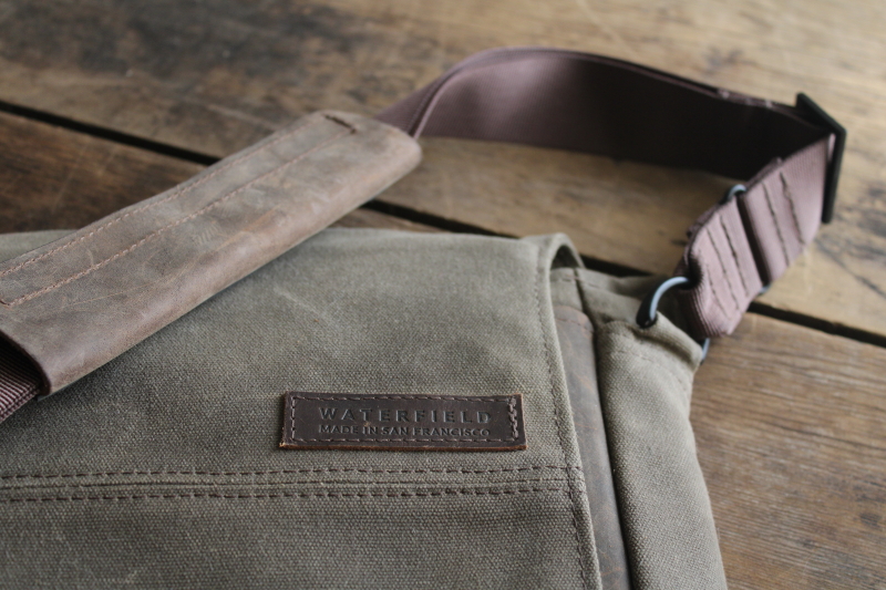 photo of Waterfield Muzetto Outback canvas bag, crossbody laptop tote waxed cotton w/ nylon strap #4