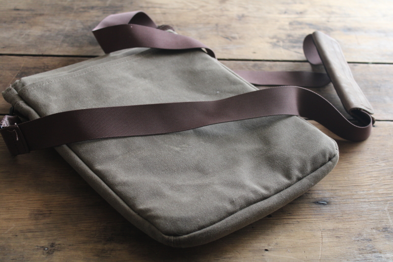 photo of Waterfield Muzetto Outback canvas bag, crossbody laptop tote waxed cotton w/ nylon strap #10