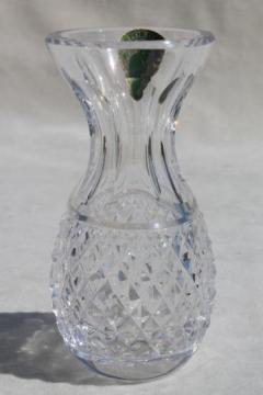 catalog photo of Waterford crystal Colleen bud vase w/ original label, pineapple shape