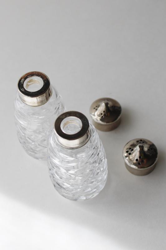 photo of Waterford crystal salt and pepper shakers set, Glandore S&P w/ silver plate lids #4