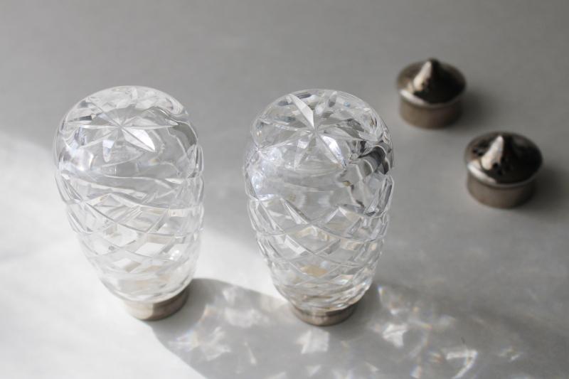 photo of Waterford crystal salt and pepper shakers set, Glandore S&P w/ silver plate lids #5