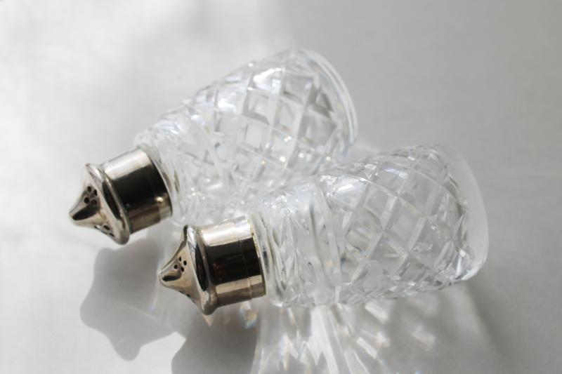 photo of Waterford crystal salt and pepper shakers set, Glandore S&P w/ silver plate lids #8