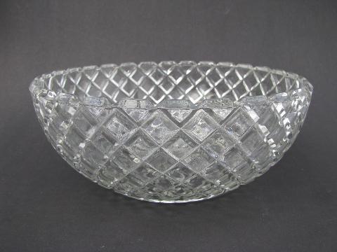 photo of Waterford vintage Hocking waffle pattern glass salad bowl #2