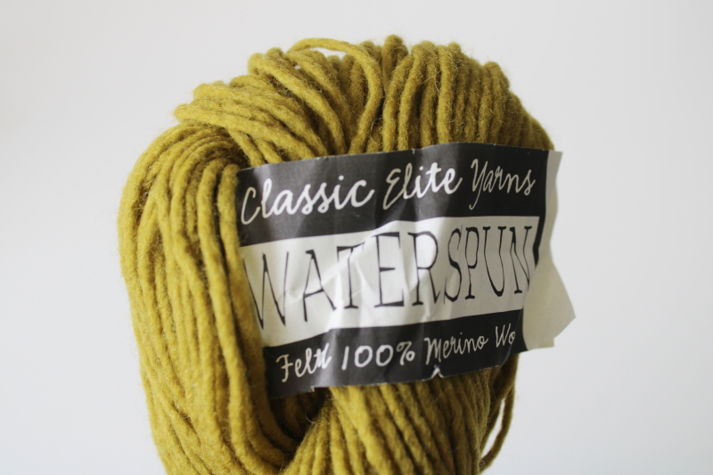 photo of Waterspun Classic Elite 50 grams hank felted texture merino wool yarn, fern green  #2