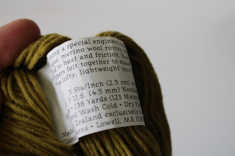 photo of Waterspun Classic Elite 50 grams hank felted texture merino wool yarn, fern green  #4