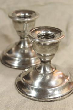 catalog photo of Watrous weighted sterling silver candle holders, vintage low candlesticks pair