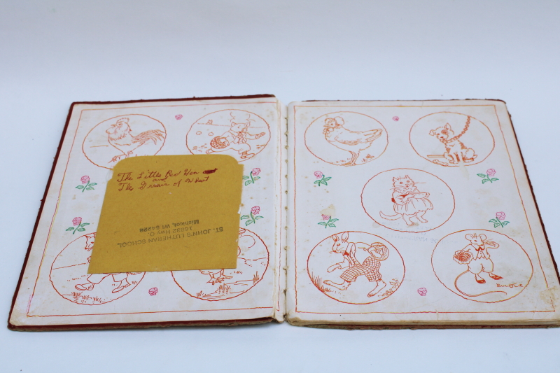 photo of Watty Piper story of The Little Red Hen antique picture book, vintage 1927 #2
