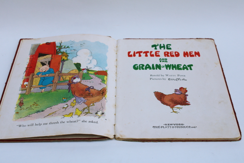 photo of Watty Piper story of The Little Red Hen antique picture book, vintage 1927 #3