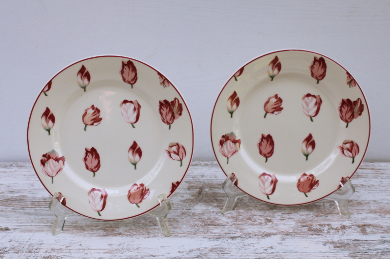 photo of Waverly Garden Lane salad plates large pink tulips floral chintz pattern  #1