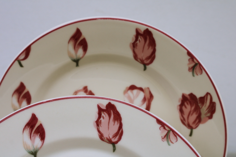 photo of Waverly Garden Lane salad plates large pink tulips floral chintz pattern  #2