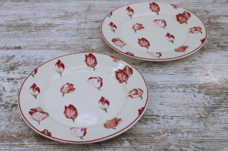 photo of Waverly Garden Lane salad plates large pink tulips floral chintz pattern  #5