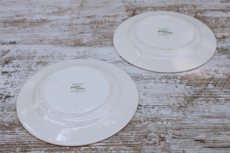 photo of Waverly Garden Lane salad plates large pink tulips floral chintz pattern  #6