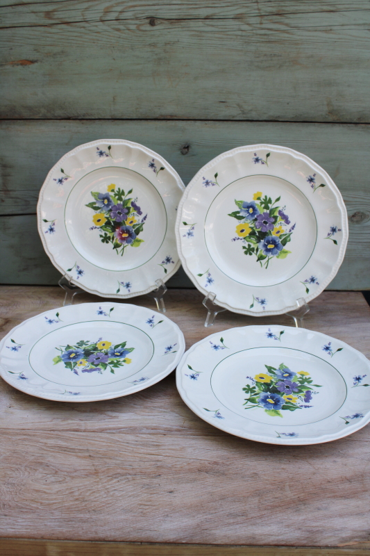 photo of Wayside flowers vintage Kensington England ironstone china dinner plates cottage chic #1