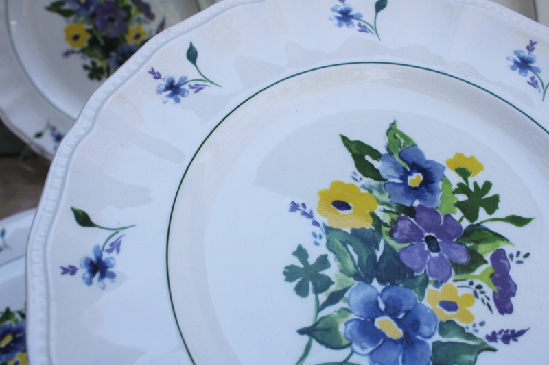 photo of Wayside flowers vintage Kensington England ironstone china dinner plates cottage chic #2