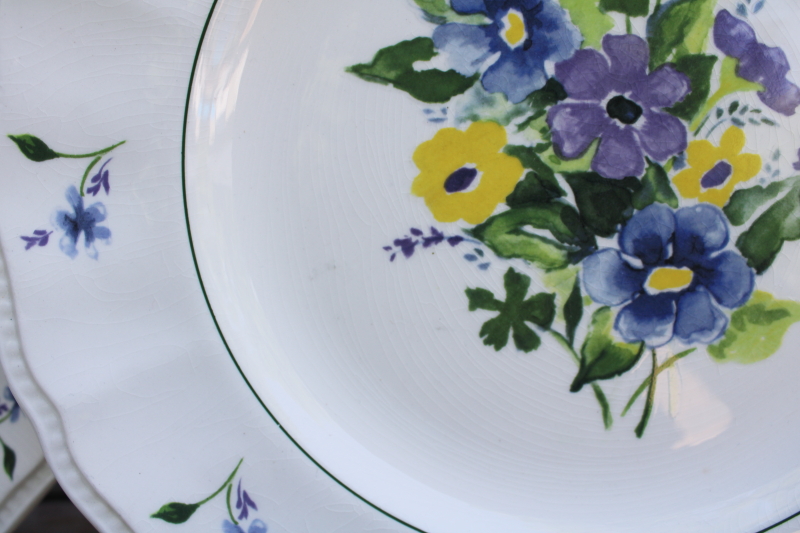 photo of Wayside flowers vintage Kensington England ironstone china dinner plates cottage chic #3