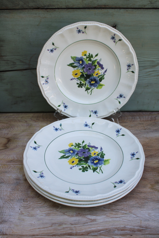 photo of Wayside flowers vintage Kensington England ironstone china dinner plates cottage chic #7