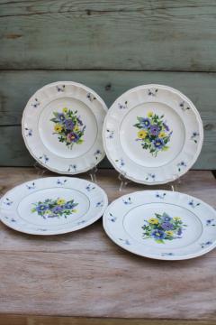 Wayside flowers vintage Kensington England ironstone china dinner plates cottage chic