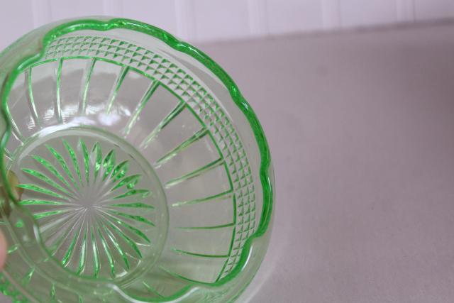 photo of Weatherford Cambridge glass rose bowl vase, 20s 30s uranium green depression glass #2