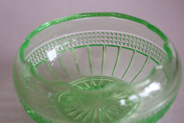 photo of Weatherford Cambridge glass rose bowl vase, 20s 30s uranium green depression glass #3