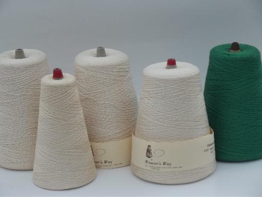 photo of Weaver's Way pearl cotton thread, weaving or embroidery yarn cones lot #1