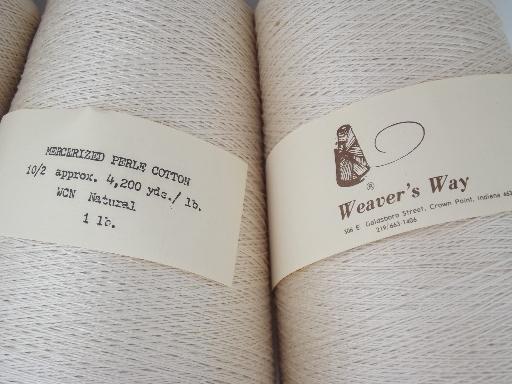 photo of Weaver's Way pearl cotton thread, weaving or embroidery yarn cones lot #3