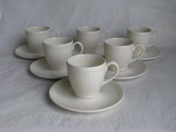 catalog photo of Wedgewood Windsor ribs & dots creamware china cups & saucers, 6 cup & saucer sets