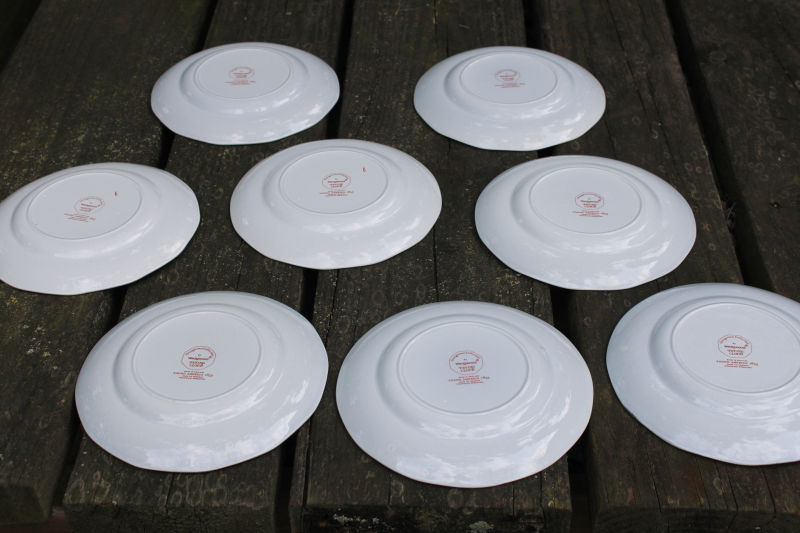 photo of Wedgwood American Clipper ships print vintage ironstone china dessert plates Flying Cloud rare rust color red transferware  #6