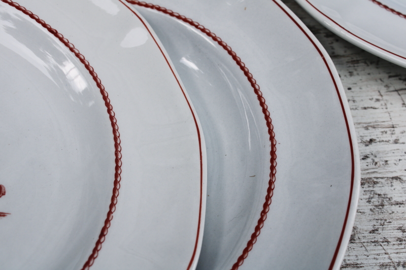 photo of Wedgwood American Clipper ships print vintage ironstone china salad plates Flying Cloud rare rust color red transferware  #4