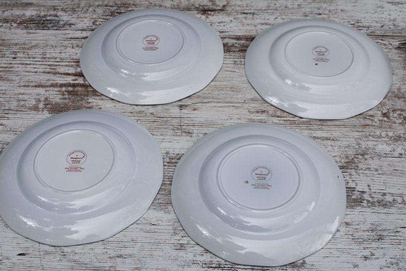 photo of Wedgwood American Clipper ships print vintage ironstone china salad plates Flying Cloud rare rust color red transferware  #6