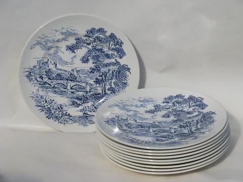 photo of Wedgwood Countryside, 10 dinner plates, blue/white vintage china #1