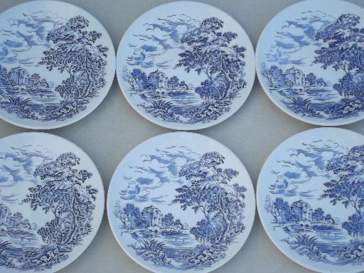 photo of Wedgwood Countryside blue & white china bread & butter plates, set of 6  #1