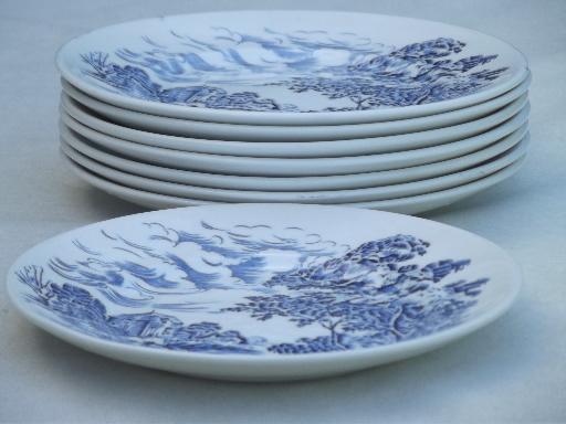 photo of Wedgwood Countryside blue & white china bread & butter plates, set of 8  #2