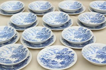 Wedgwood Countryside blue & white china bread & butter plates and fruit bowls